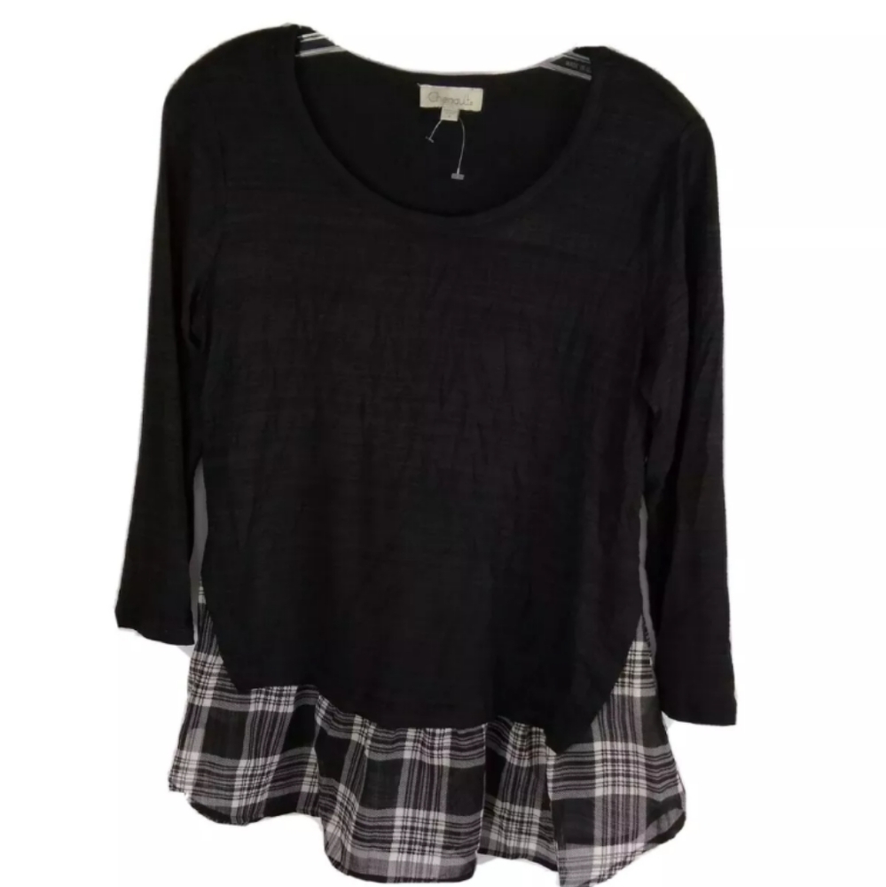 Chenault Womens Small Pull Over Semi Sheer Long Sleeve Black Long Sleeve NWOT